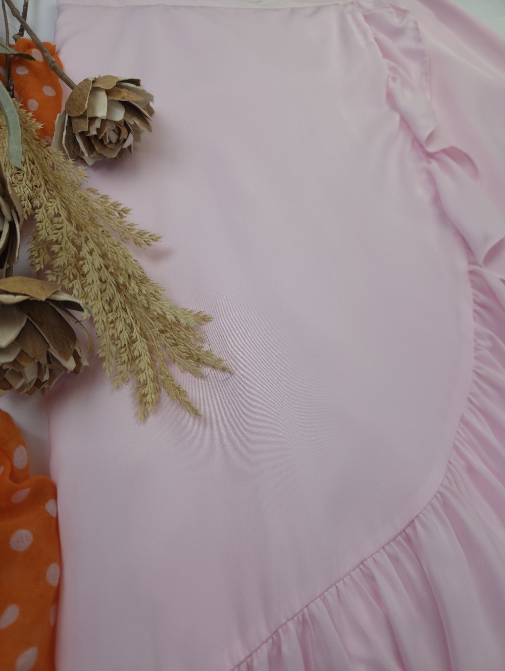 New Kaari Blue Soft Pink Ruffle Wrap Skirt Sz 12 P - Picture 6 of 7